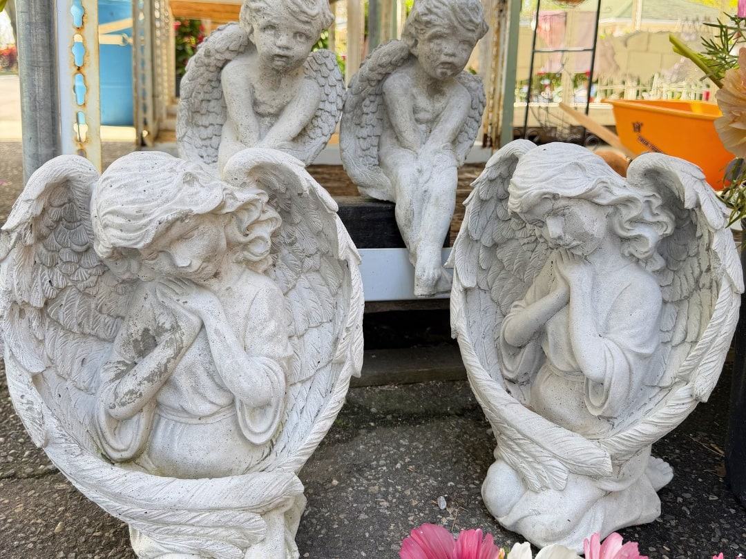 Angel garden statues on display